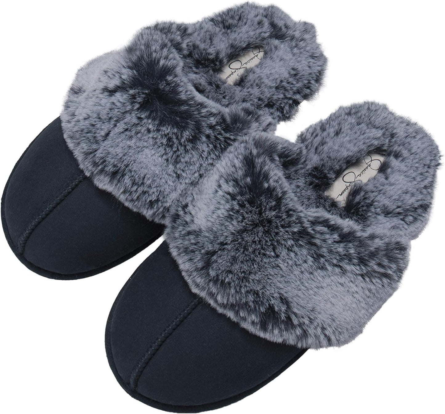 Women'S Comfy Faux Fur House Slipper Scuff Memory Foam Slip on Anti-Skid Sole