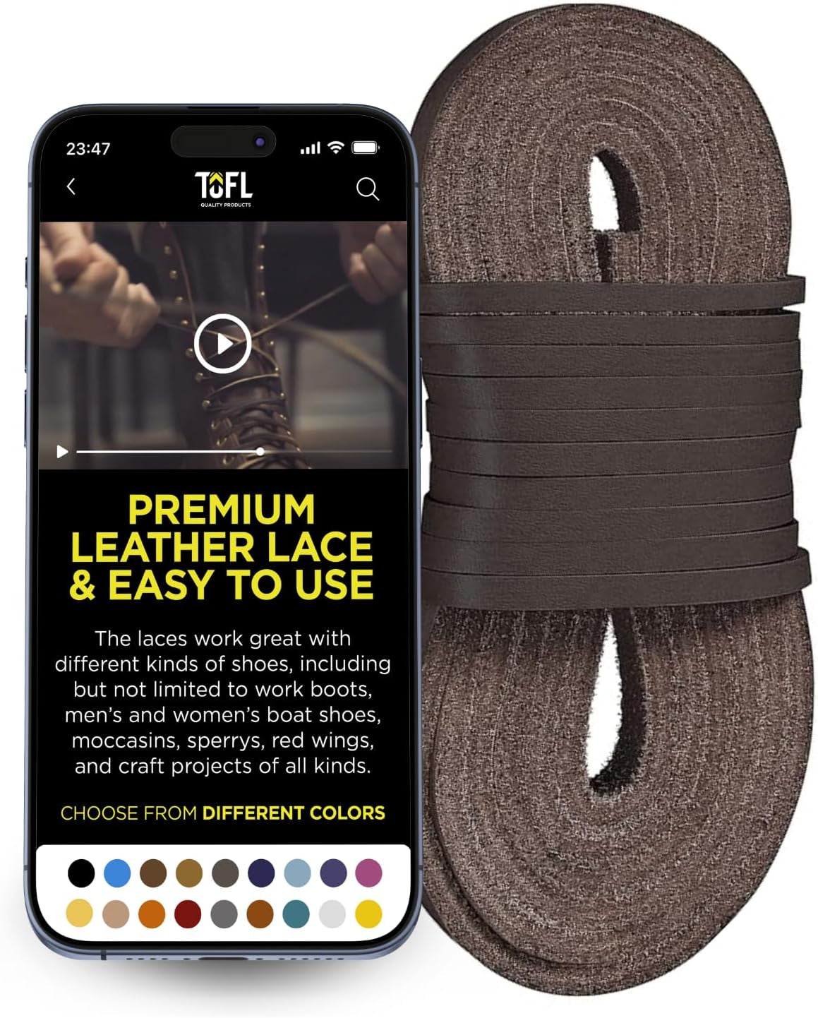 Leather Boot Laces|1/8 Inch Thick 72 Inches Long|2 Leather Strips [1 Pair]