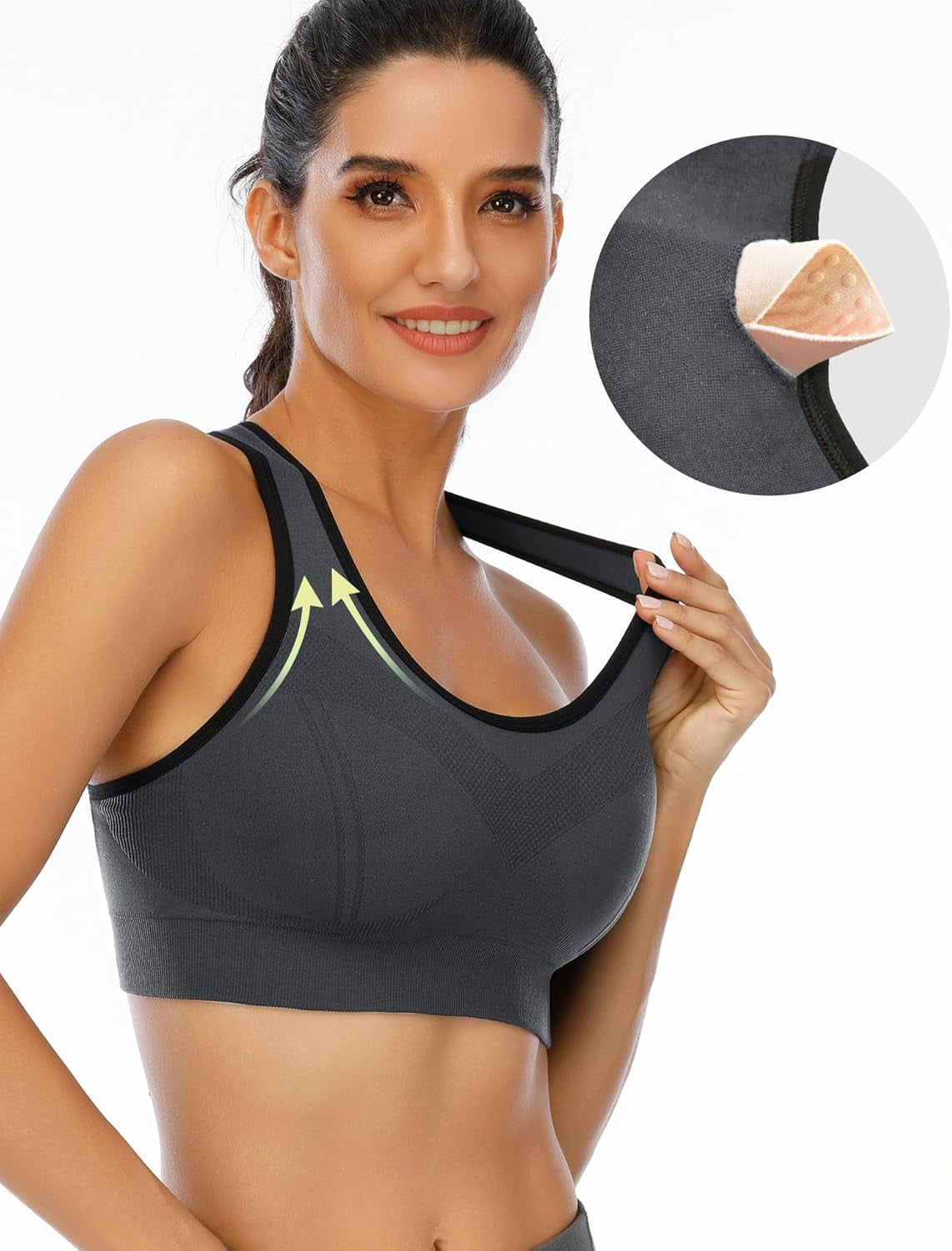 Sports Bras Pack High Impact Sports Bras for Women Strappy Sports Bra Padded Gym Bras Workout Bras Yoga Bras